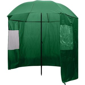 <p>Onze functionele visparaplu is een must-have voor fanatieke vissers. Deze lichtgewicht, snel uitklapbare parasol is perfect voor vissers die snel willen beginnen met vissen en niet in willen leveren op comfort.</p>
<p>De 100% waterdichte panelen met PA coating bieden maximale flexibiliteit, weerbestendigheid en UV bescherming. De stevige metalen stokken zijn gemaakt van gepoedercoat staal waardoor ze uiterst duurzaam zijn. Door de sterke verbindingen is stabiliteit gegarandeerd. Assemblage is erg eenvoudig.</p>
<p>Specificaties:</p>
<ul>
  <li>Kleur: Donkergroen</li>
  <li>Maximale formaat: 240 x 210 cm (boog diam. x H)</li>
  <li>Formaat bovenste stok: 2,2 x 130 cm (diam. x H)</li>
  <li>Formaat onderste stok: 2,5 x 80 cm (diam. x H)</li>
  <li>Materiaal frame: Gepoedercoat staal</li>
  <li>Materiaal panelen: 170T polyester met PA coating (100% waterdicht)</li>
  <li>Zijwand met 5 panelen, ritsen en 2 heldere PCV ramen</li>
  <li>Accessoires bevatten: 4 x metalen bevestigingspen, 2 x 3 m touw, 1 x opbergtas</li>
  <li>Eenvoudige assemblage</li>
  <li>Materiaal: Polyester: 100%</li>
</ul>