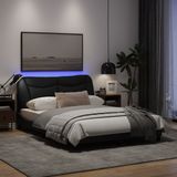 vidaXL Bedframe met LED-verlichting stof zwart 140x190 cm