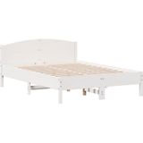 vidaXL Bedframe met hoofdbord massief grenenhout wit 120x190 cm