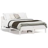 vidaXL Bedframe met hoofdbord massief grenenhout wit 120x190 cm