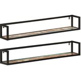 vidaXL-Wandschappen-2-st-110x17x17-cm-massief-gerecycled-hout-en-ijzer