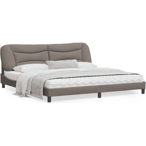 vidaXL Bedframe met LED-verlichting stof taupe 200x200 cm