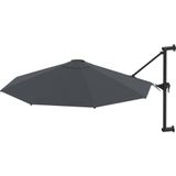 VidaXL Wandparasol 300 cm - Metalen Paal - Antraciet