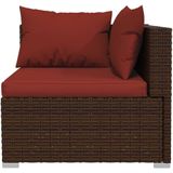 VidaXL 5-delige Loungeset met Kussens - Poly Rattan Bruin