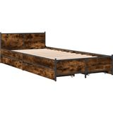 vidaXL Bedframe met lades bewerkt hout gerookt eikenkleurig 100x200 cm