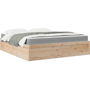 vidaXL Bed met matras massief grenenhout 180x200 cm