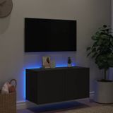 vidaXL Tv-wandmeubel met LED-verlichting 80x35x41 cm zwart