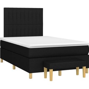 vidaXL Boxspring met matras stof zwart 120x190 cm