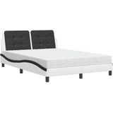 vidaXL Bed met matras kunstleer wit en zwart 140x200 cm