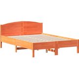 vidaXL Bedframe met hoofdbord massief grenenhout wasbruin 120x190 cm