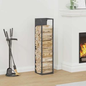 vidaXL Brandhoutrek 25x25x100 cm koudgewalst staal antracietkleurig