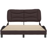 vidaXL Bedframe met hoofdbord stof donkerblauw 140x190 cm