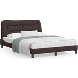 vidaXL Bedframe met hoofdbord stof donkerblauw 140x190 cm