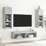 vidaXL Tv-meubels met LED-verlichting 2 st 60x30x30 cm betongrijs
