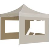 vidaXL Partytent inklapbaar met wanden 2x2 m aluminium crème