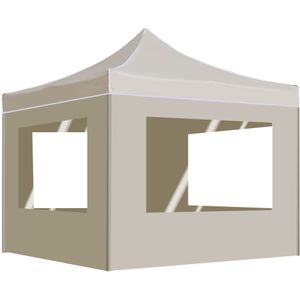 vidaXL Partytent inklapbaar met wanden 2x2 m aluminium crème