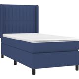 vidaXL Boxspring met matras en LED stof blauw 90x200 cm