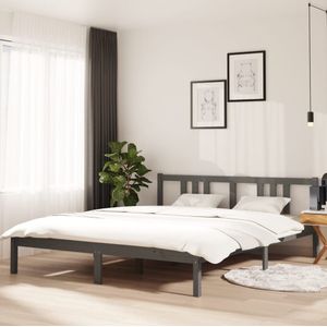 vidaXL Bedframe massief hout grijs 160x200 cm