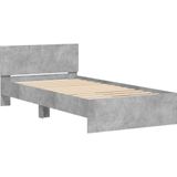 vidaXL Bedframe met hoofdeinde bewerkt hout betongrijs 100x200 cm