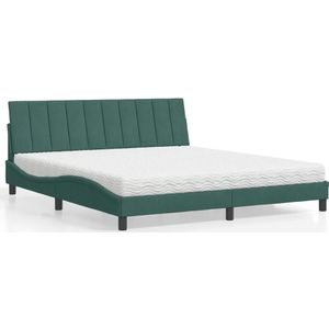 vidaXL Bed met matras fluweel donkergroen 180x200 cm