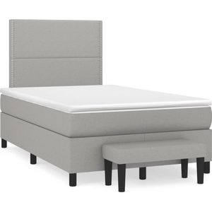 vidaXL Boxspring met matras stof lichtgrijs 120x190 cm