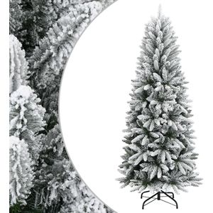 vidaXL Kunstkerstboom met sneeuw 180 cm PVC en PE - Realistische boom met scharnierconstructie en decoratiesneeuw