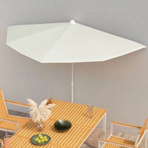 VidaXL Parasol Half met Paal 180x90 cm - Zandkleurig
