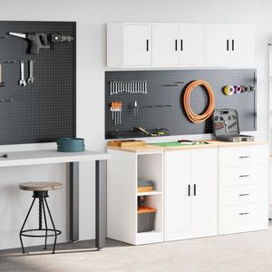 vidaXL Garagekasten 2 st spaanplaat wit