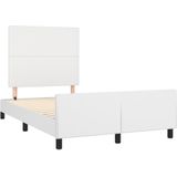 VidaXL Bedframe met Hoofdbord Kunstleer Wit 120x200 cm