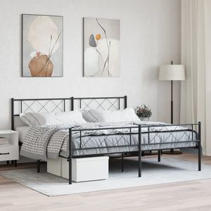 vidaXL Bedframe met hoofd- en voeteneinde metaal zwart 180x200 cm