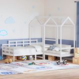 vidaXL Kinderbed met huisje en bankje massief grenenhout wit 90x200 cm