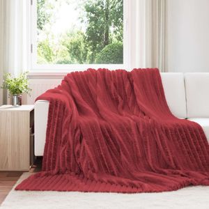 Aisbo Knuffeldeken, rood, fleecedeken, 230 x 270 cm, grote warme deken, zachte deken, bankovertrek, winterbed