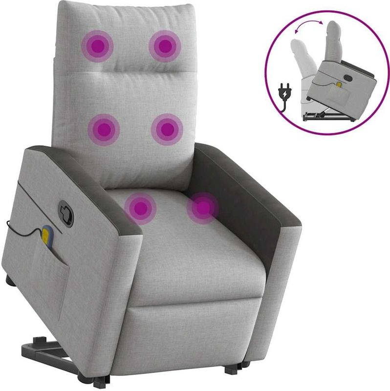 Verstelbare Massagestoel - Grijs - Stof - Heffunctie