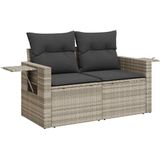 vidaXL 5-delige Loungeset met kussens poly rattan lichtgrijs
