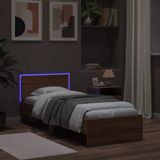 vidaXL Bedframe met hoofdbord en LED bruineikenkleurig 90x200 cm