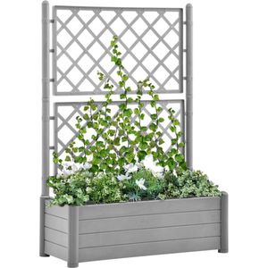 VidaXL Plantenbak met Latwerk 100x43x142 cm - PP-steen Grijs