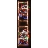 vidaXL Kerstfiguur kerstman op ladder opvouwbaar 552 LED's 50x200 cm