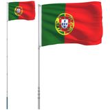 vidaXL Vlag met vlaggenmast Portugal 5,55 m aluminium