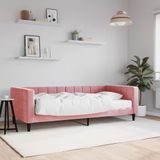 vidaXL Slaapbank met matras 90x200 cm fluweel roze