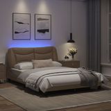 vidaXL Bedframe met LED-verlichting kunstleer cappuccino 140x190 cm