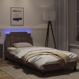 vidaXL Bedframe met LED-verlichting kunstleer bruin 90x200 cm