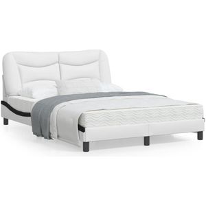 vidaXL Bedframe met hoofdbord kunstleer zwart en wit 140x200 cm