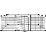 vidaXL Huisdierenkooi met deur 12 panelen 35x35 cm staal zwart