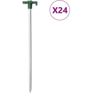 vidaXL Tentharingen 24 st 7 mm 25 cm gegalvaniseerd staal polypropeen
