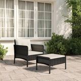 VidaXL Loungeset 2-delig met Kussens - Poly Rattan Zwart