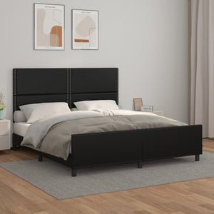 vidaXL Bedframe met hoofdbord kunstleer zwart 160x200 cm