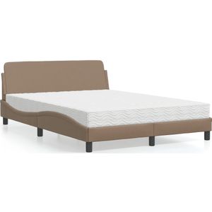 vidaXL Bed met matras kunstleer cappuccinokleurig 120x200 cm
