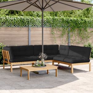 vidaXL 4-delige Loungeset pallet met kussens massief acaciahout