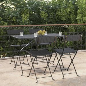 vidaXL Bistrostoelen 4 st inklapbaar poly rattan en staal zwart