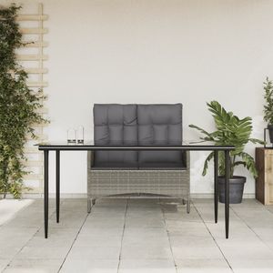 vidaXL 2-delige Tuinset met kussens poly rattan grijs